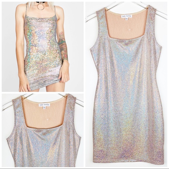 Dresses & Skirts - 💜 🆕 Sexy Dress Mini Hologram Bodycon Square Neck